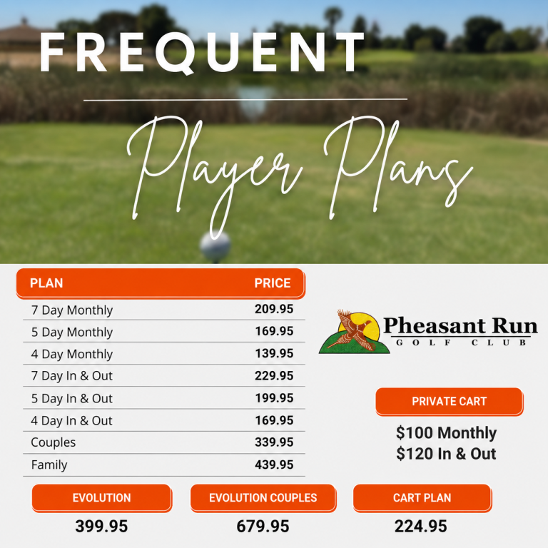 Frequent Player Plans at Pheasant Run Golf Club flyer.